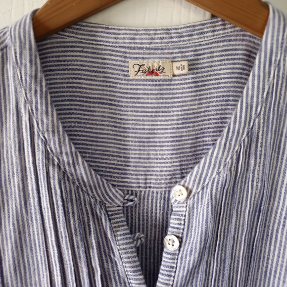 Faherty- Isha Linen Mini Dress Blue Mini Stripe SzM - Picture 7 of 12